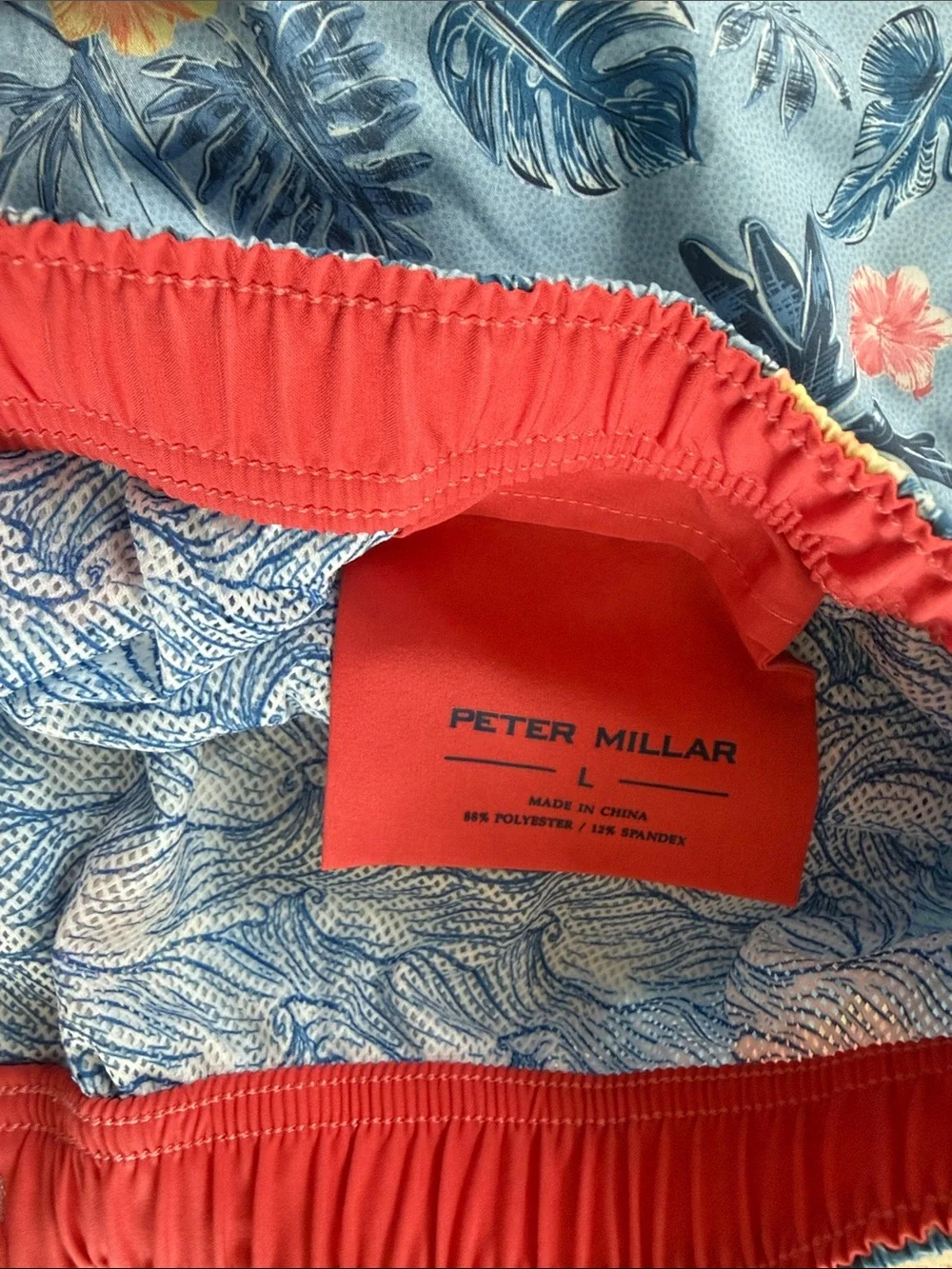 Peter Millar Light Blue Tropical Floral Swim Trunks